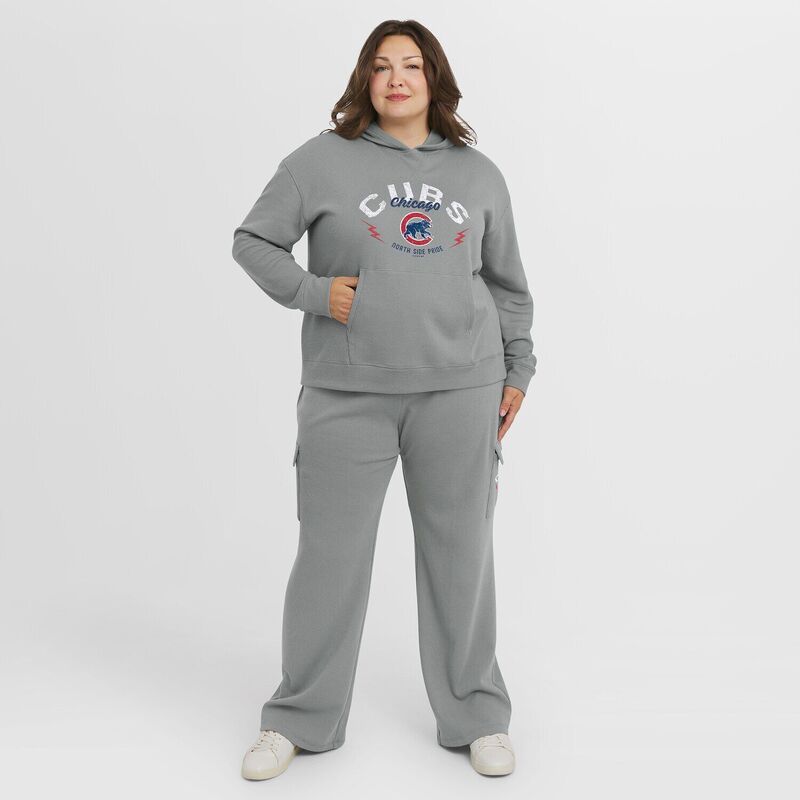 ウェア バイ エリン アンドルーズ レディース アンダーウェア ナイトウェア プラスサイズ ニット 長袖 パーカー Womens WEAR by Erin Andrews Gray Chicago Cubs Plusize WaffleKnit LongSle