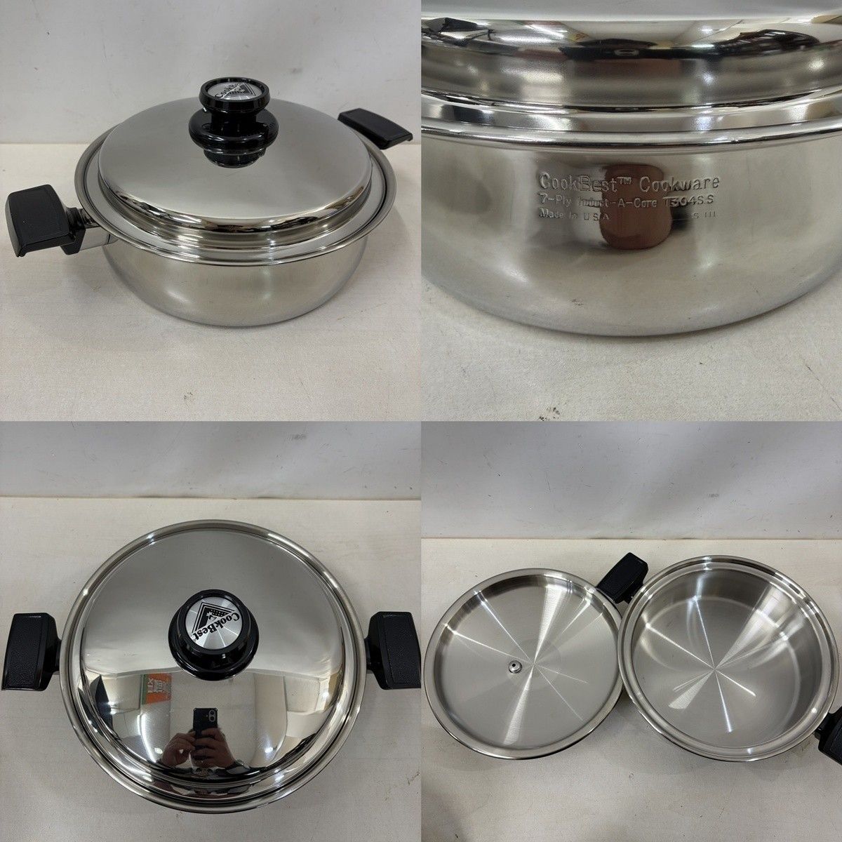 【保管品】Cook Best T304 7-Ply 蒸し器　片手鍋　19cm Cookbest クックベスト 最高級 T304ステンレス 7層構造 鍋 まとめて