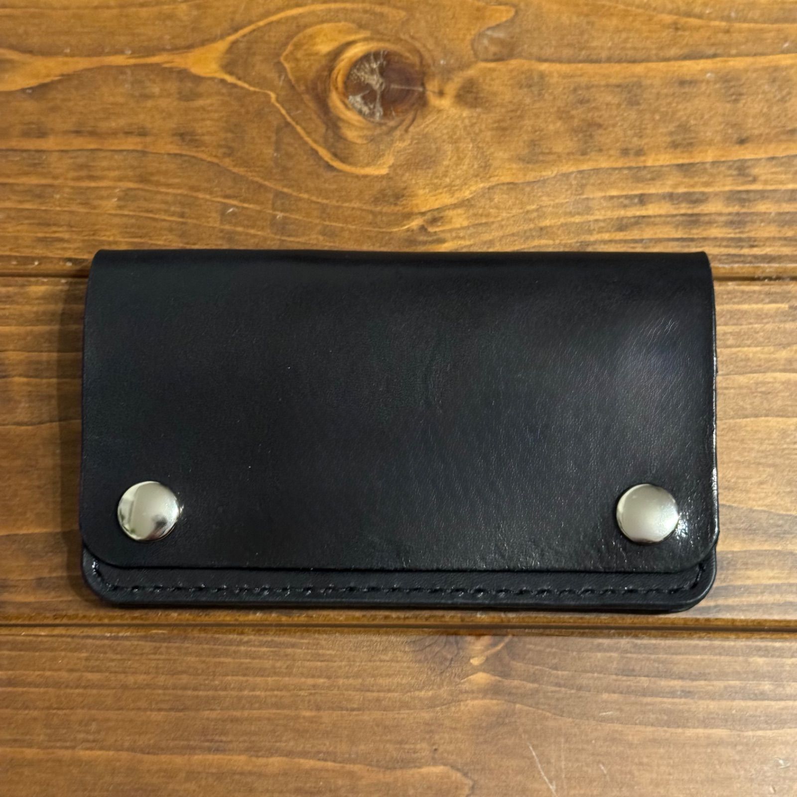 【MTW-01】trucker wallet 3層 ミドル サドル/ブラック