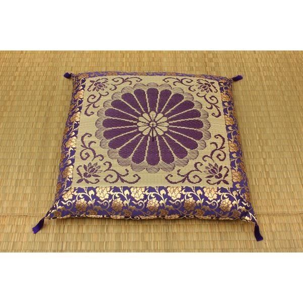 日本製 御前座布団 い草 生地 リバーシブル 盆 法事 仏前 菊柄 豪華 約68×70cm