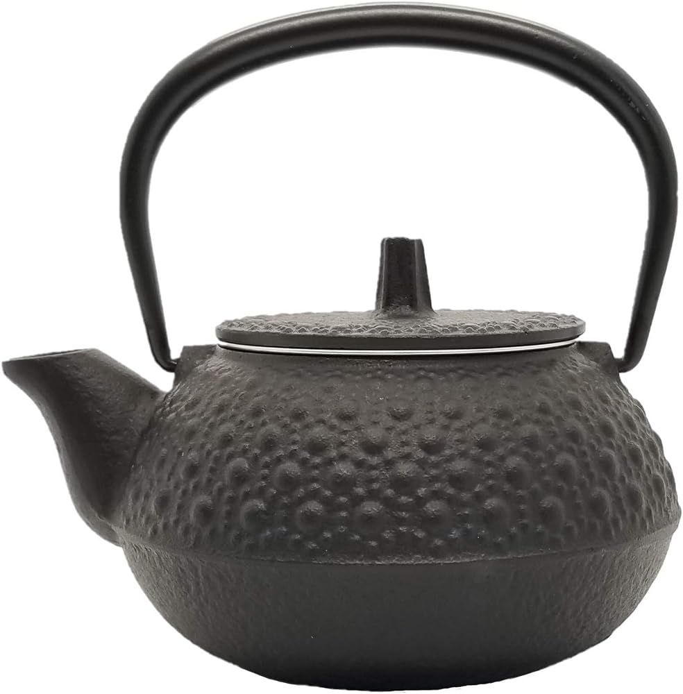 【美品】　岩鋳　Iwachu 『急須台有り』　亀甲　内面ホーロー黒　南部鉄器 岩鋳 Iwachu 鉄瓶兼用急須 3型新亀甲 黒 0.32L ホーロー無し 直火対応