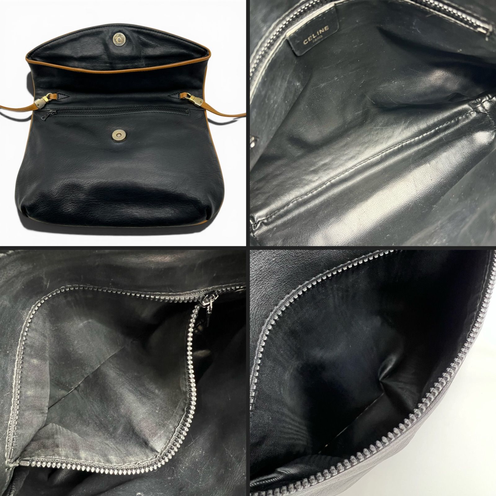CELINE セリーヌ トリオンフ バイカラー ショルダーバッグ ブラック 