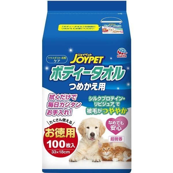 （まとめ）JOYPET ボディータオルペット用 つめかえ用 100枚 （ペット用品）〔×10セット〕