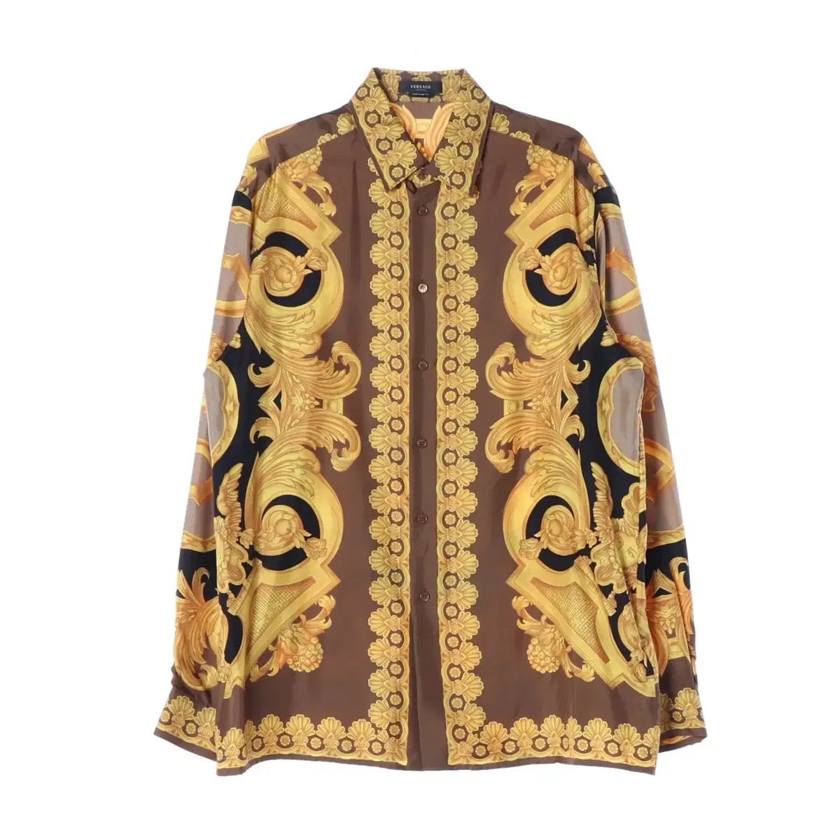 VERSACE ヴェルサーチェ 23SS シルク100% パターン 長袖 シャツ XL 
