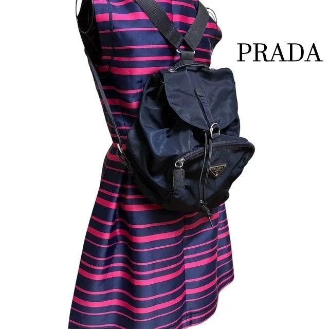 PRADA プラダ ナイロン リュック 三角ロゴ 黒 テスート プラダ PRADA テスート 三角ロゴプレート ナイロンキャンバスレザー