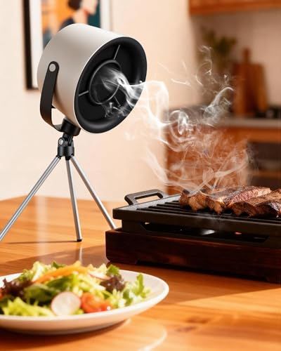 卓上レンジフード おうち焼肉の煙対策に 卓上換気扇 パワーのある吸引力 におい・油・煙・湯気がとれる 切れ替える3段階風量 活性炭フィルター付き お家焼肉・鉄板焼・たこ焼き・鍋の匂いや油汚れの軽減にm