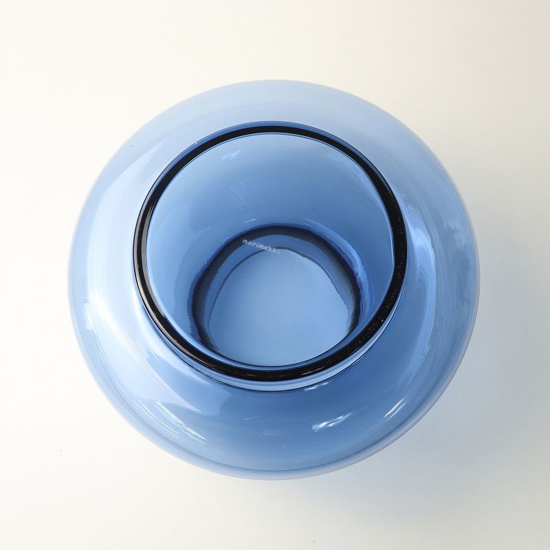 極美品 マリメッコ marimekko URNA VASE フラワーベース｜ダークブルー
