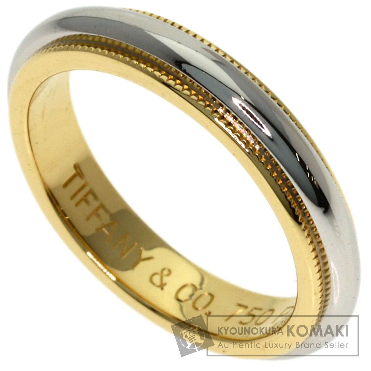 【美品】ティファニー ミルグレイン リング K18YG Pt950 9号 TIFFANY&Co.（ティファニー） ミルグレインバンドリング K18YG Pt950