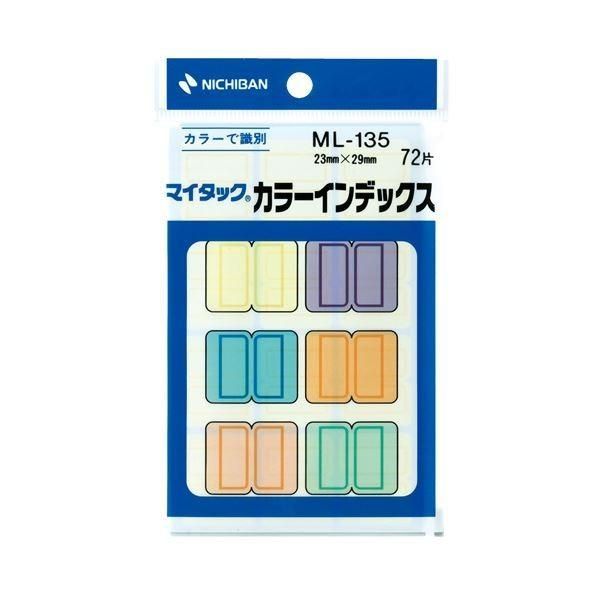 (まとめ) ニチバン マイタック カラーインデックス中 23×29mm 6色 ML-135 1パック（72片：各色12片） 〔×100セット〕