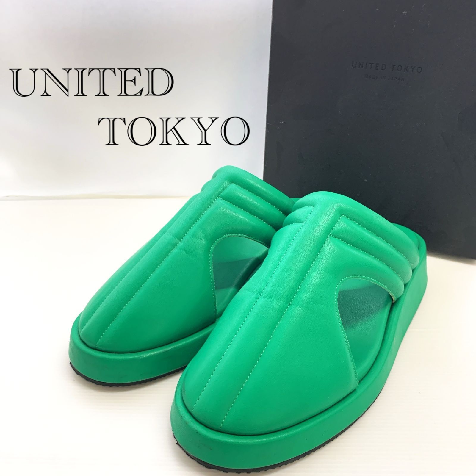 UNITED TOKYO Cusion leather sandals 132272001 ユナイテッドトウキョウ クッション レザー サンダル 3 グリーン メンズ 靴 _218068