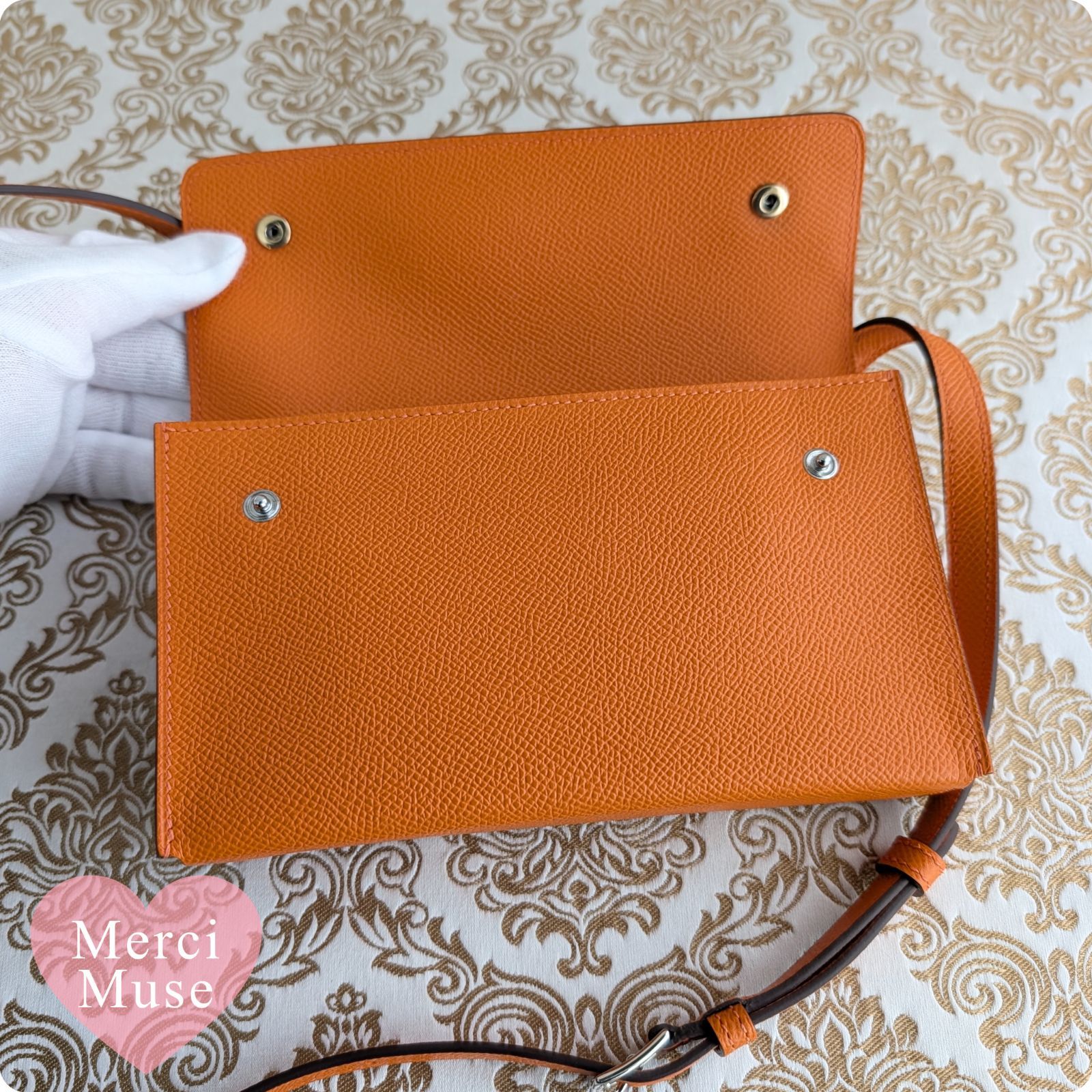 ❤お得なお品❤ ナップトゥーゴー 18 オレンジｘシルバー金具 エルメス W刻印 ❤お得なお品❤ ナップトゥーゴー 18 オレンジxシルバー金具 エルメス