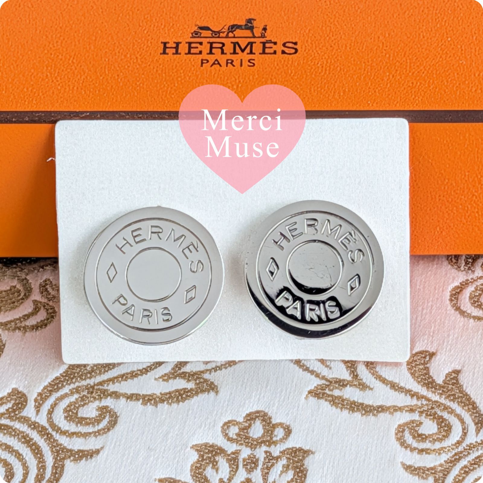 ❤お得なお品❤セリエイヤリング シルバー金具 エルメス 耳痛くないカバー付き MerciMuse メルシーミューズ