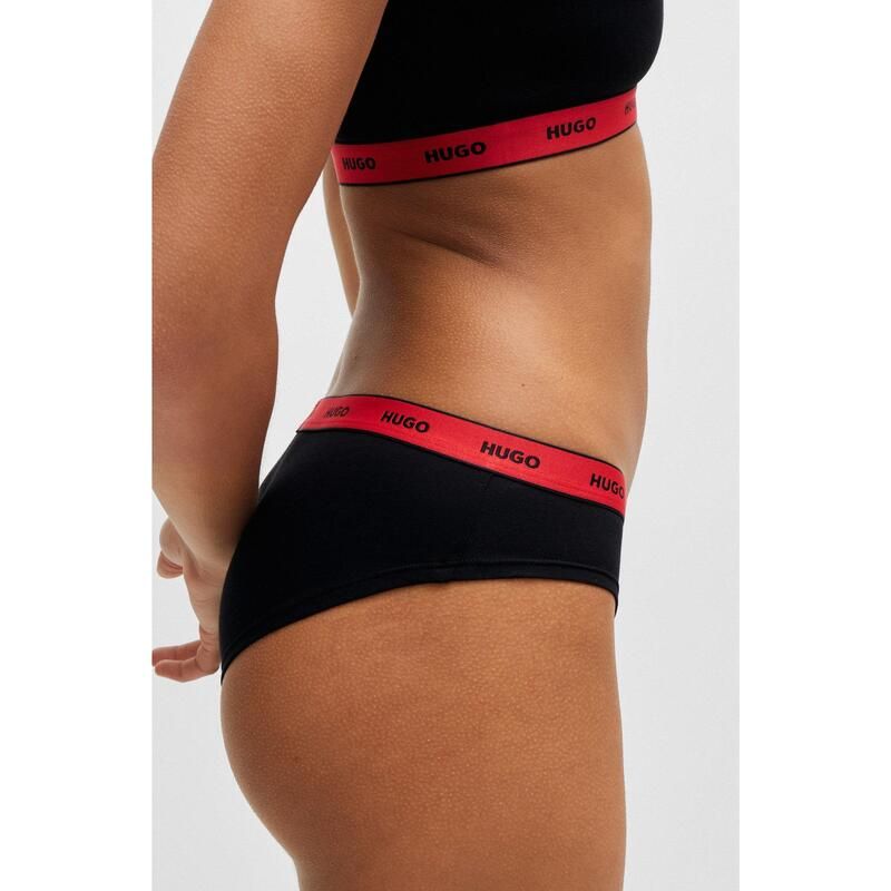 フューゴ レディース アンダーウェア パンツ Hugo TRIPLET THONG STRIPE 10240727 Black ブラック