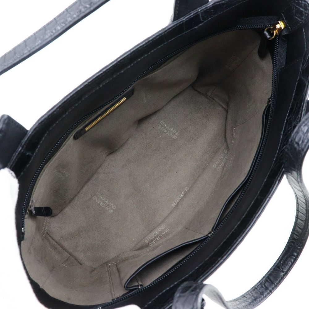 BEAUGRAND】ボーグラン JRA 376 クロコダイル 黒 レディース トート 