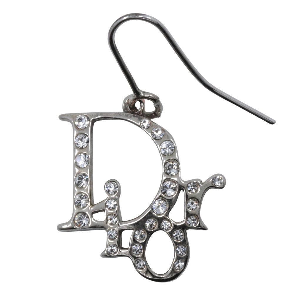 Dior】クリスチャンディオール ロゴ ※片方のみ 金属製×ラインストーン