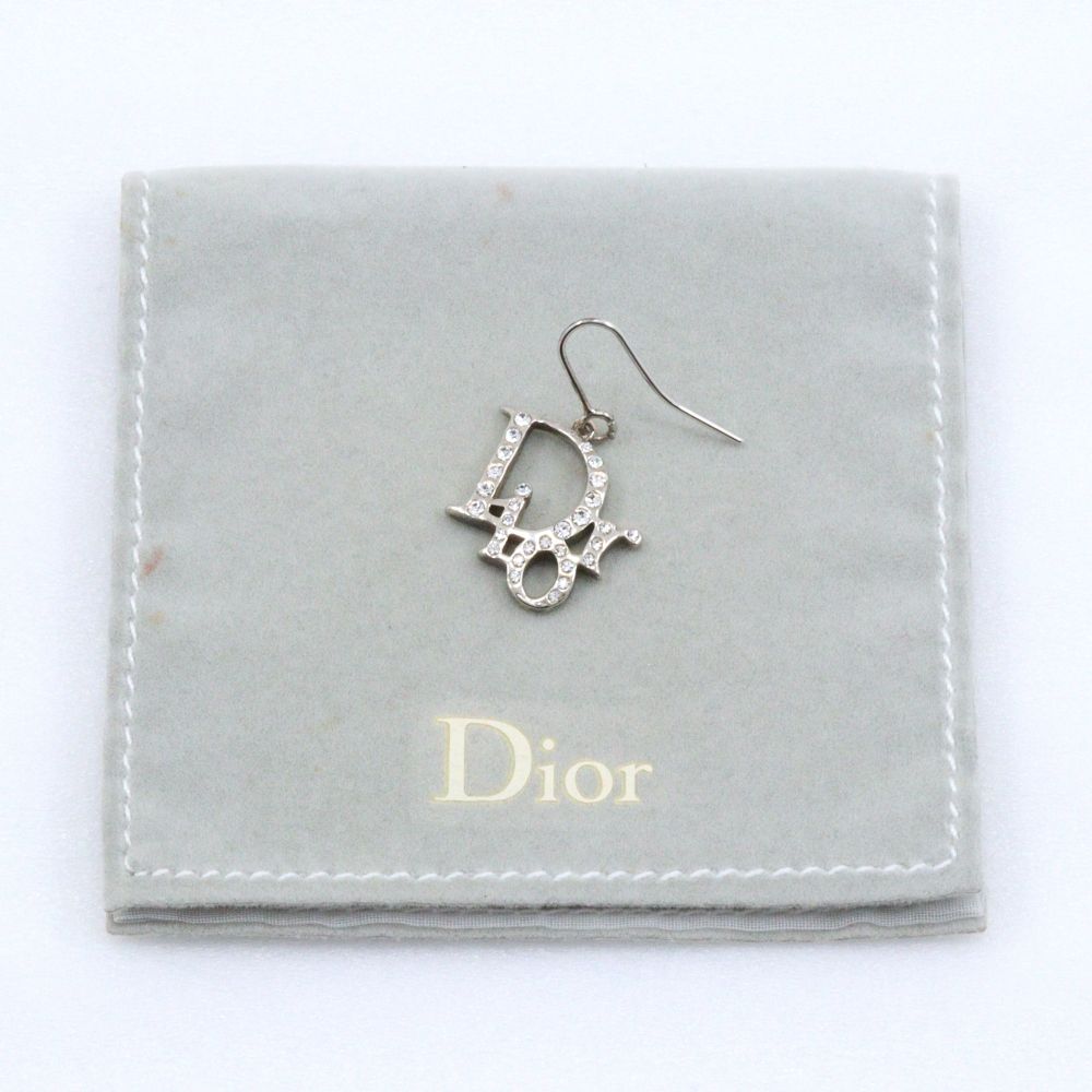 Dior】クリスチャンディオール ロゴ ※片方のみ 金属製×ラインストーン 