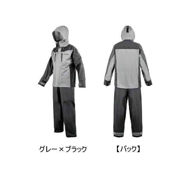 （26年4月新商品） がまかつ PVCレインスーツ GM-3818 グレー×ブラック LLサイズ