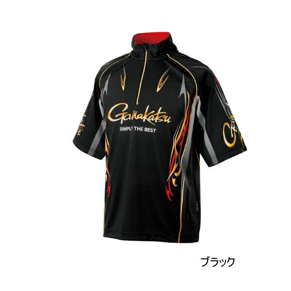 （26年4月新商品） がまかつ 2WAYプリントジップシャツ（半袖） GM-3815 ブラック 7Lサイズ