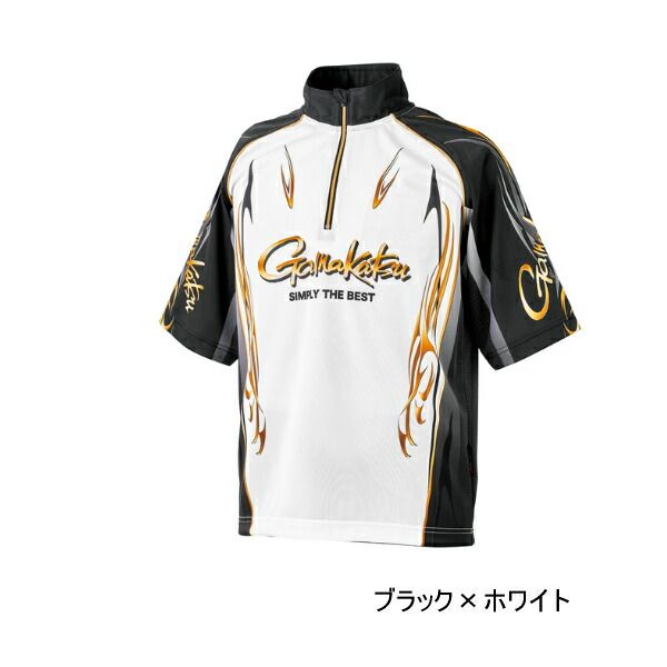（26年4月新商品） がまかつ 2WAYプリントジップシャツ（半袖） GM-3815 ブラック×ホワイト 5Lサイズ