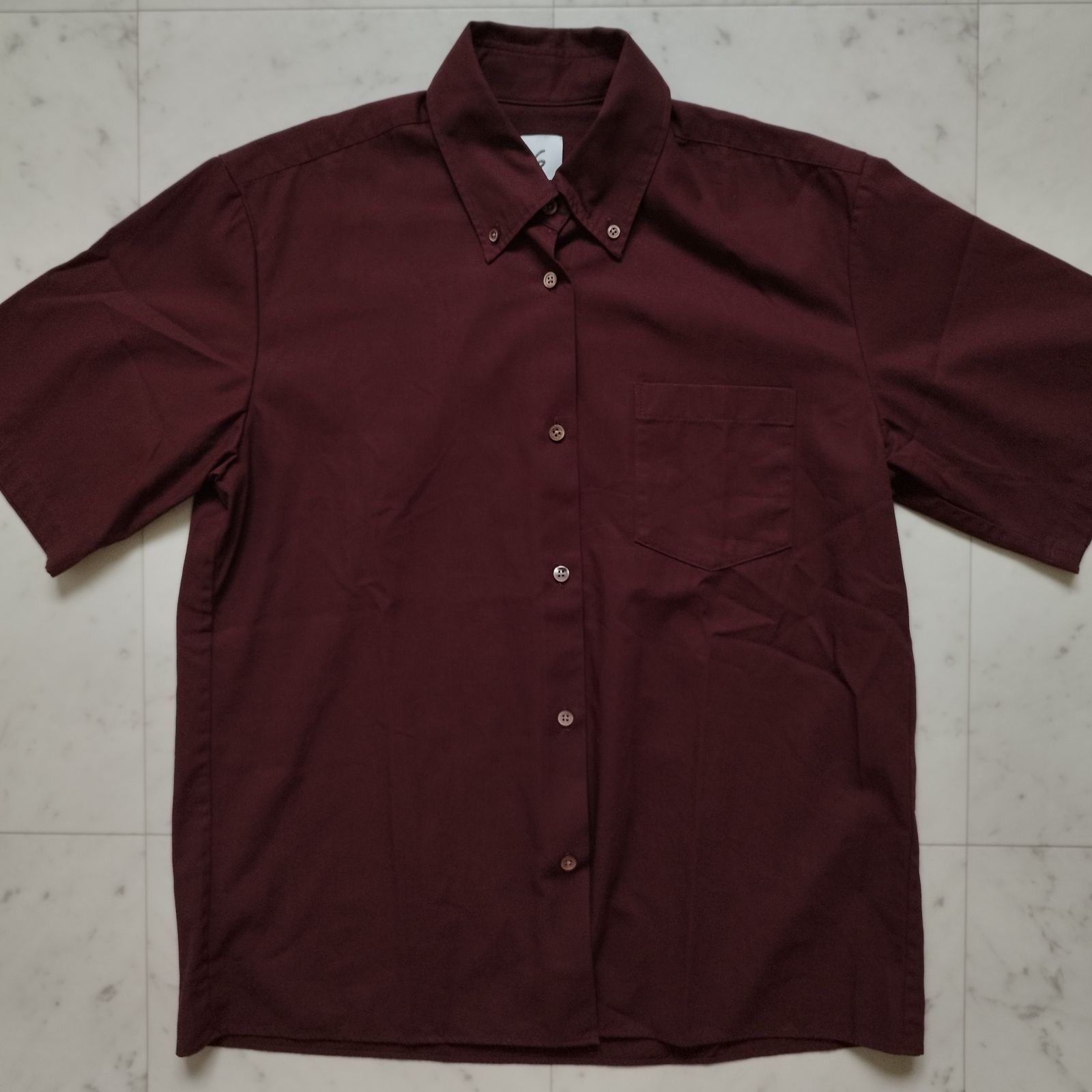 美品【ロク 6】COTTON BD SHORT SLEEVE SHIRT 半袖シャツ ボルドー 