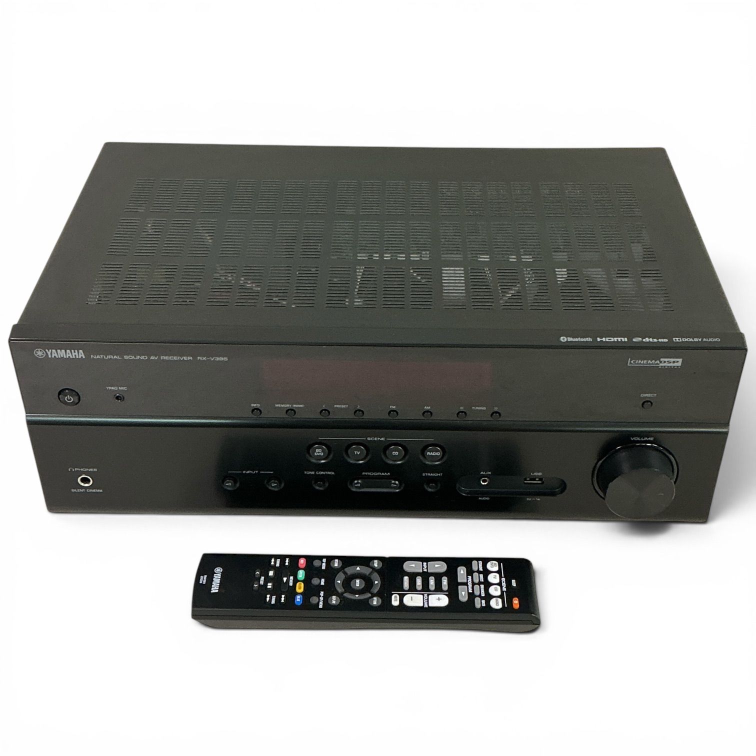 美品 YAMAHA RX-V385 他5.1ch 純正スピーカーセット +付属品 YAMAHAAVレシーバーRX-V385動作確認済みリモコン付5.1chHDMI/Bluetooth