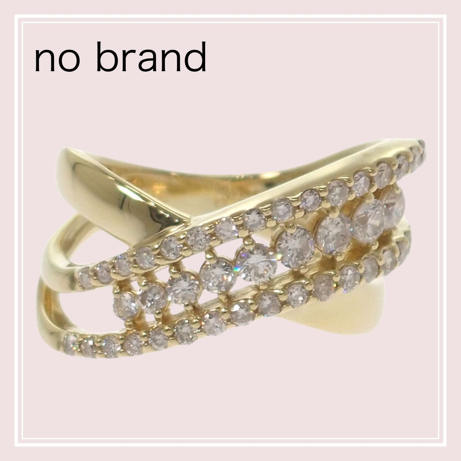 【no brand】クロス デザインジュエリー 8号 リング K18イエローゴールド ダイヤモンド レディース