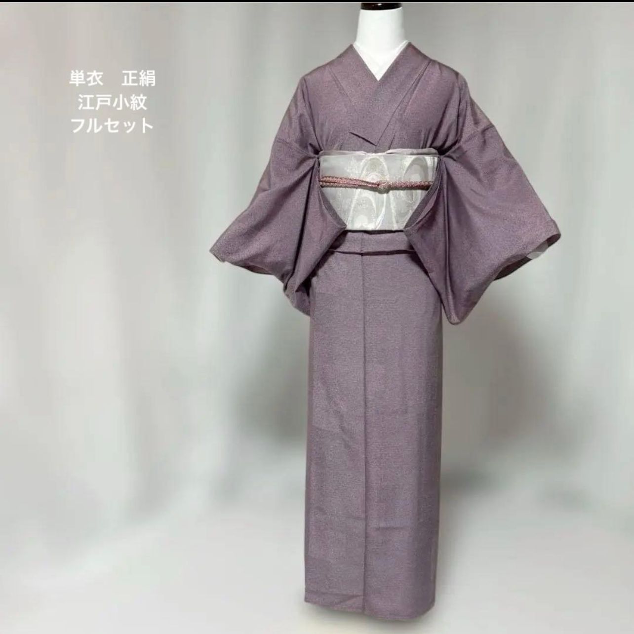 単衣 正絹 江戸小紋 フルセット 未使用近い 美品 夏帯 単衣対応小物