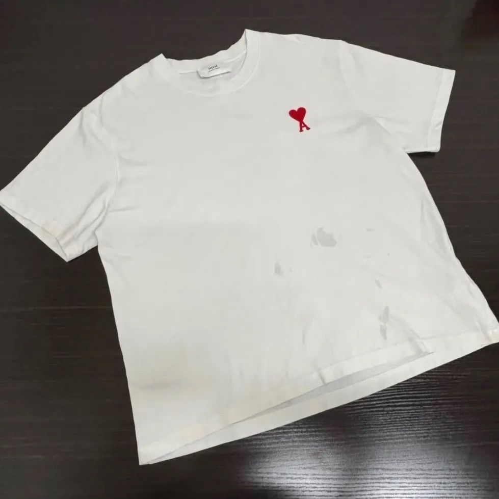 b)Ami Paris アミパリス Tシャツ ハート刺繍 Sサイズ ホワイト - メルカリ