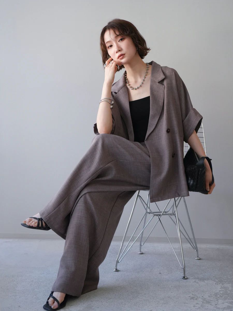 予約販売 6月下旬 [SET]リネンライクハーフダブルジャケット+リネン
