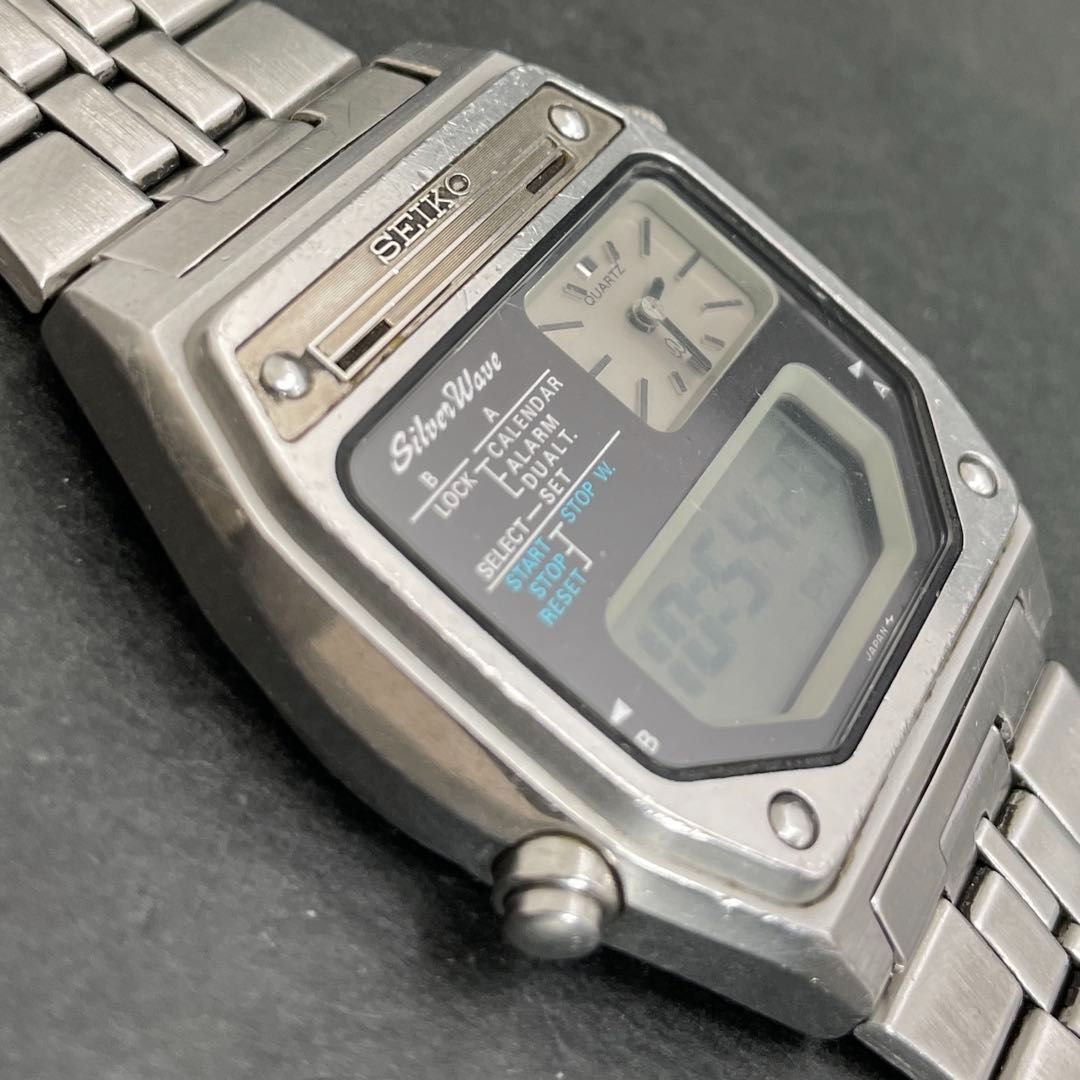 SEIKO H239-5040 シルバーウェーブ デジアナチャイム セイコー Silver
