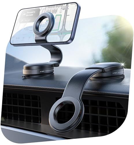 JOYROOM 車載スマホホルダー マグネット【24×N55超強磁力&形状記憶合金アーム】 360°回転可能 片手操作1秒着脱 Magsafe対応 iPhone/Android多機種対応 99%車種対応 真空吸着式安定性 繰り返し利用可能 ナビゲーション用最適