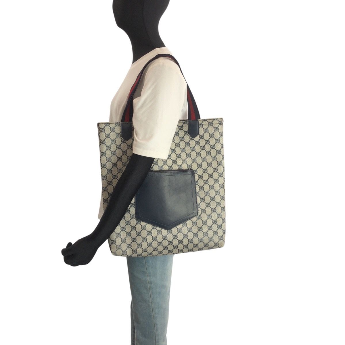 GUCCI グッチ ヴィンテージ シェリーライン グレー ネイビー GG