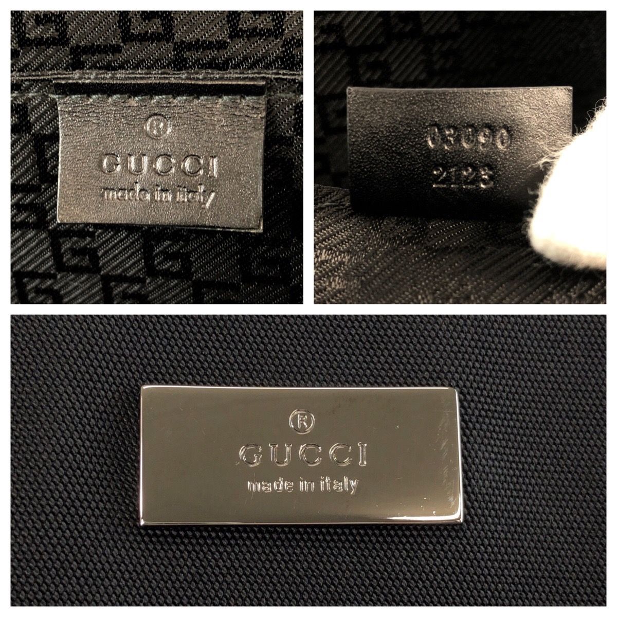 グッチ　ブラックバッグ 美品 GUCCI グッチ ブラック 黒 シルバー金具 ナイロン 03090 クラッチ