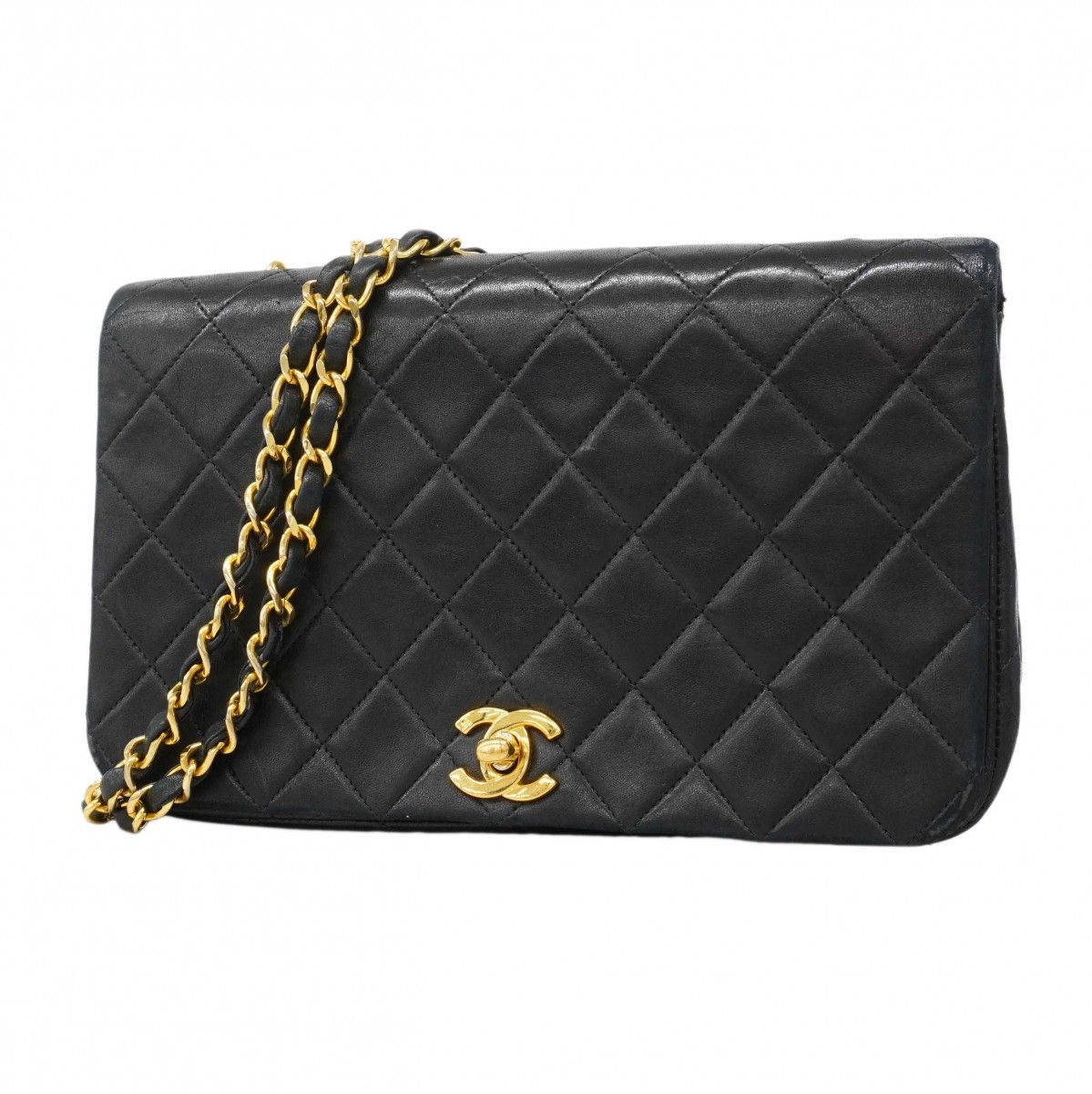 シャネル マトラッセ ショルダーバッグ ラムスキン ブラック レディース CHANEL  中古 CHANEL（シャネル） マトラッセ ショルダーバッグ ラムスキン ブラック