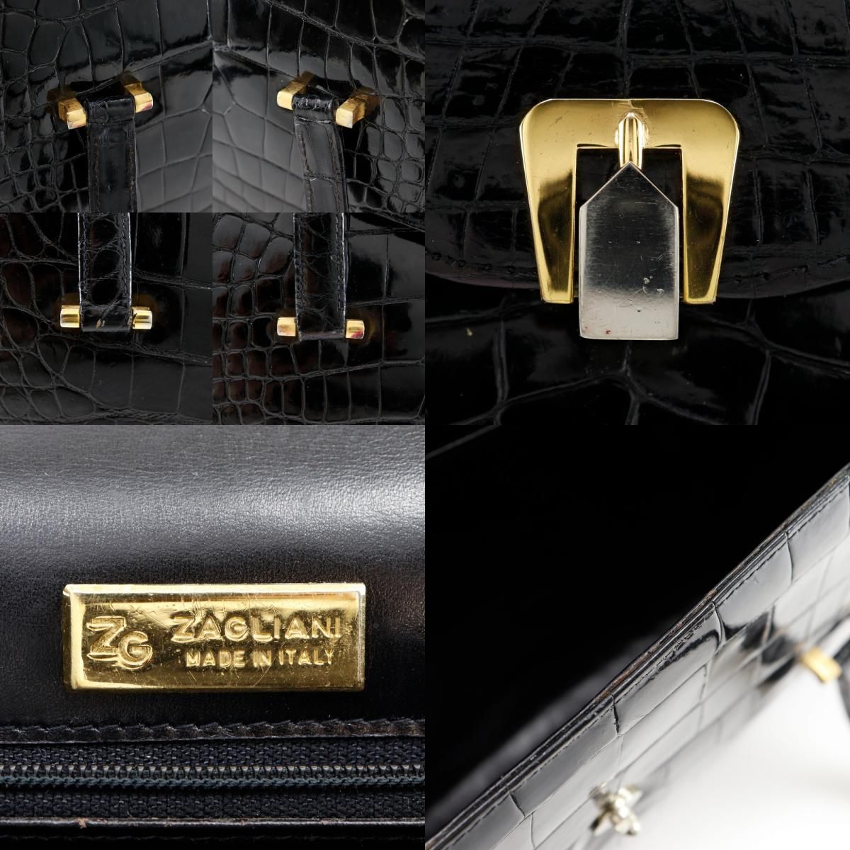 ZAGLIANI】ザリアーニ クロコダイル 黒 レディース トートバッグ 