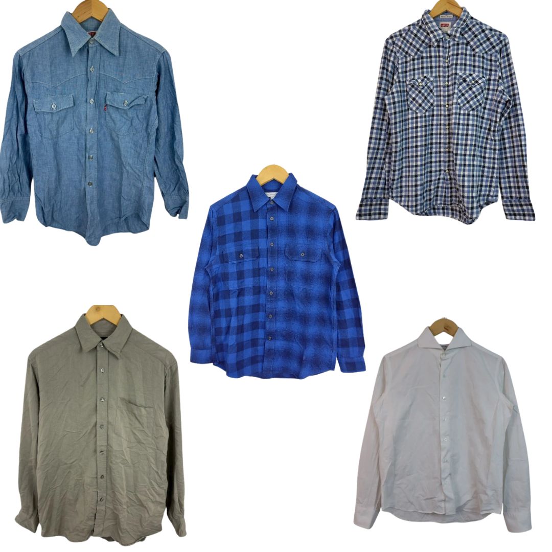 Levi's リーバイス EDWIN エドウィンなど 古着アソート 5着セット アメカジ 長袖シャツ デニムシャツ S-L混合 メンズ 古着 ワーク系 シンプル