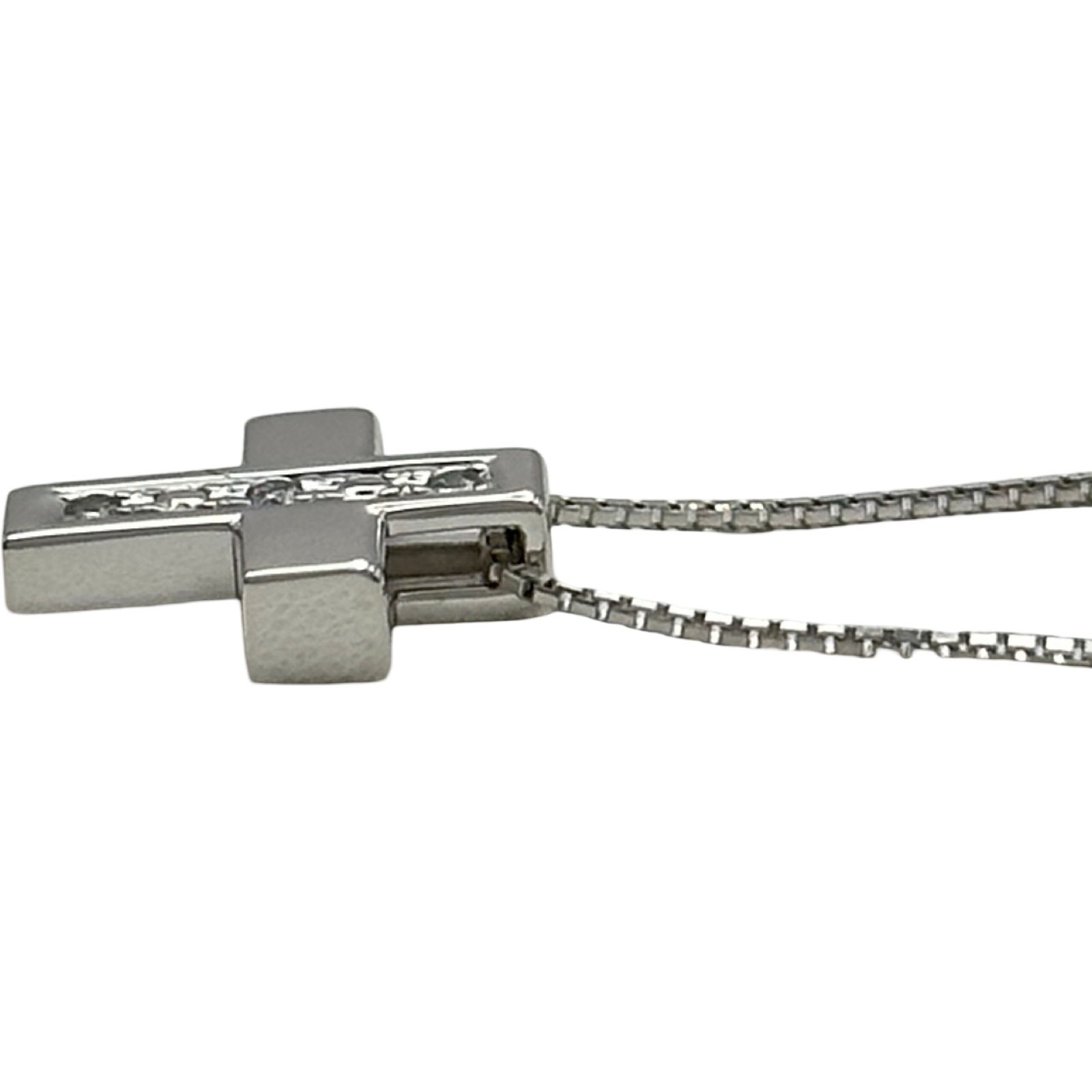 タサキ TASAKI クロスネックレス ホワイトゴールド K14WG ダイヤモンド