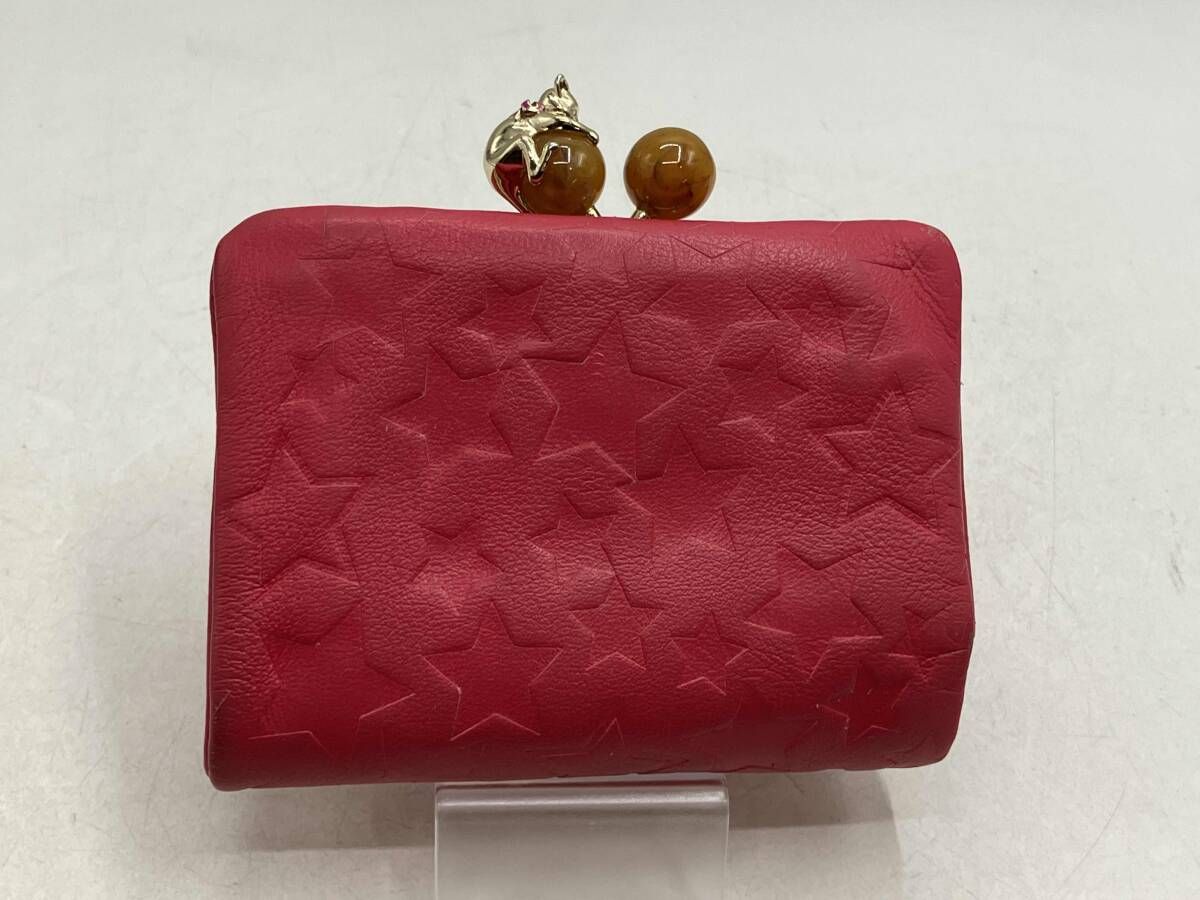 ANNA SUI アナスイ 二つ折財布 がま口仕様 ピンク系スター柄ネコちゃん
