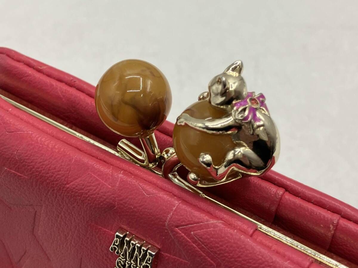 ANNA SUI アナスイ 二つ折財布 がま口仕様 ピンク系スター柄ネコちゃん