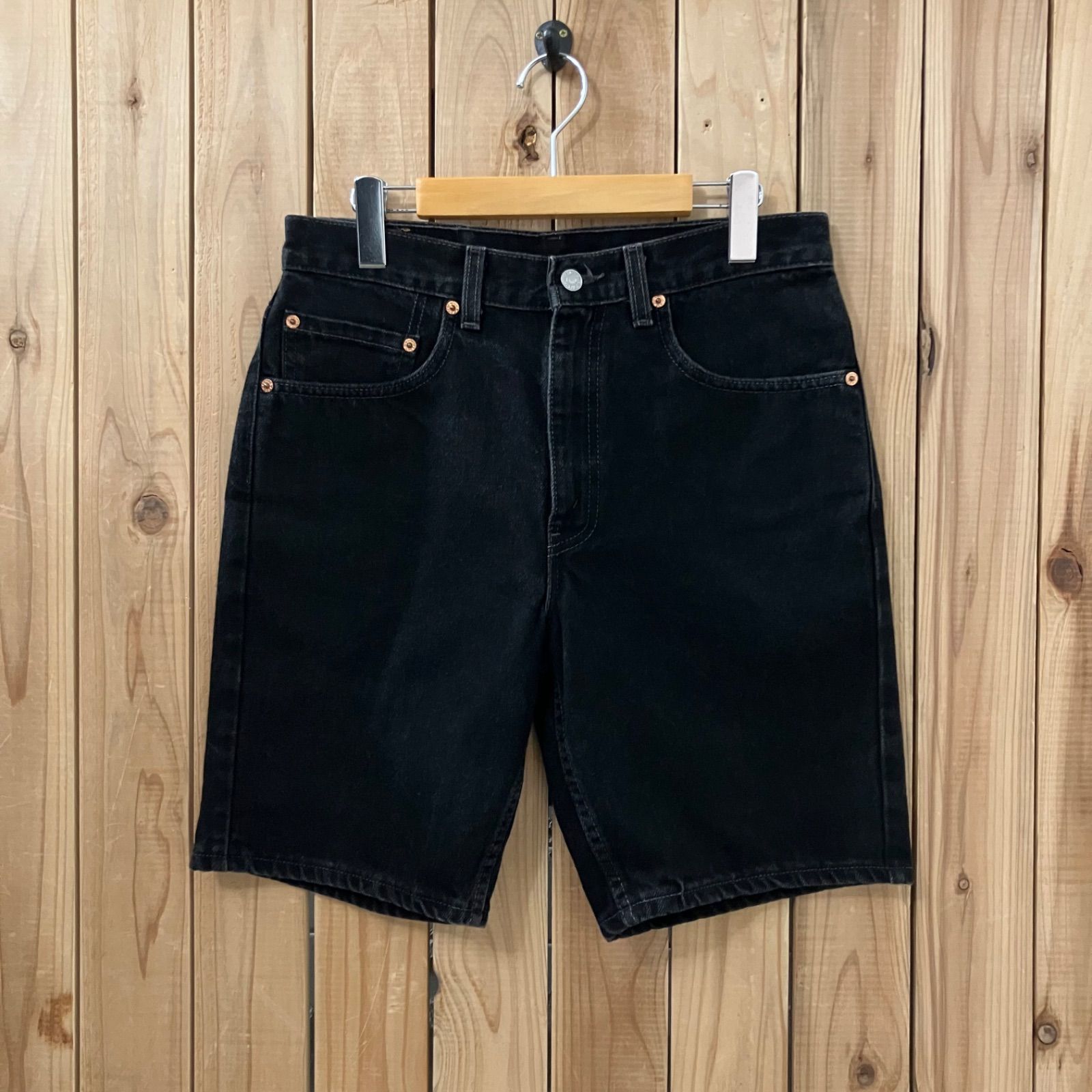 90s LEVI'S / USA製 リーバイス 550 ブラックデニムショーツ W31