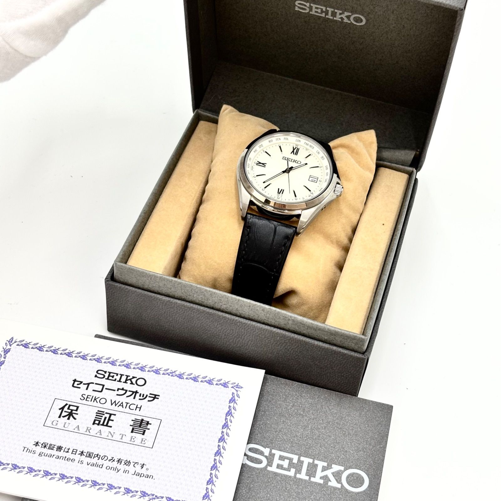 稼働/付属品完備/未使用級】SEIKO/セイコー 腕時計 ソーラー デイト 