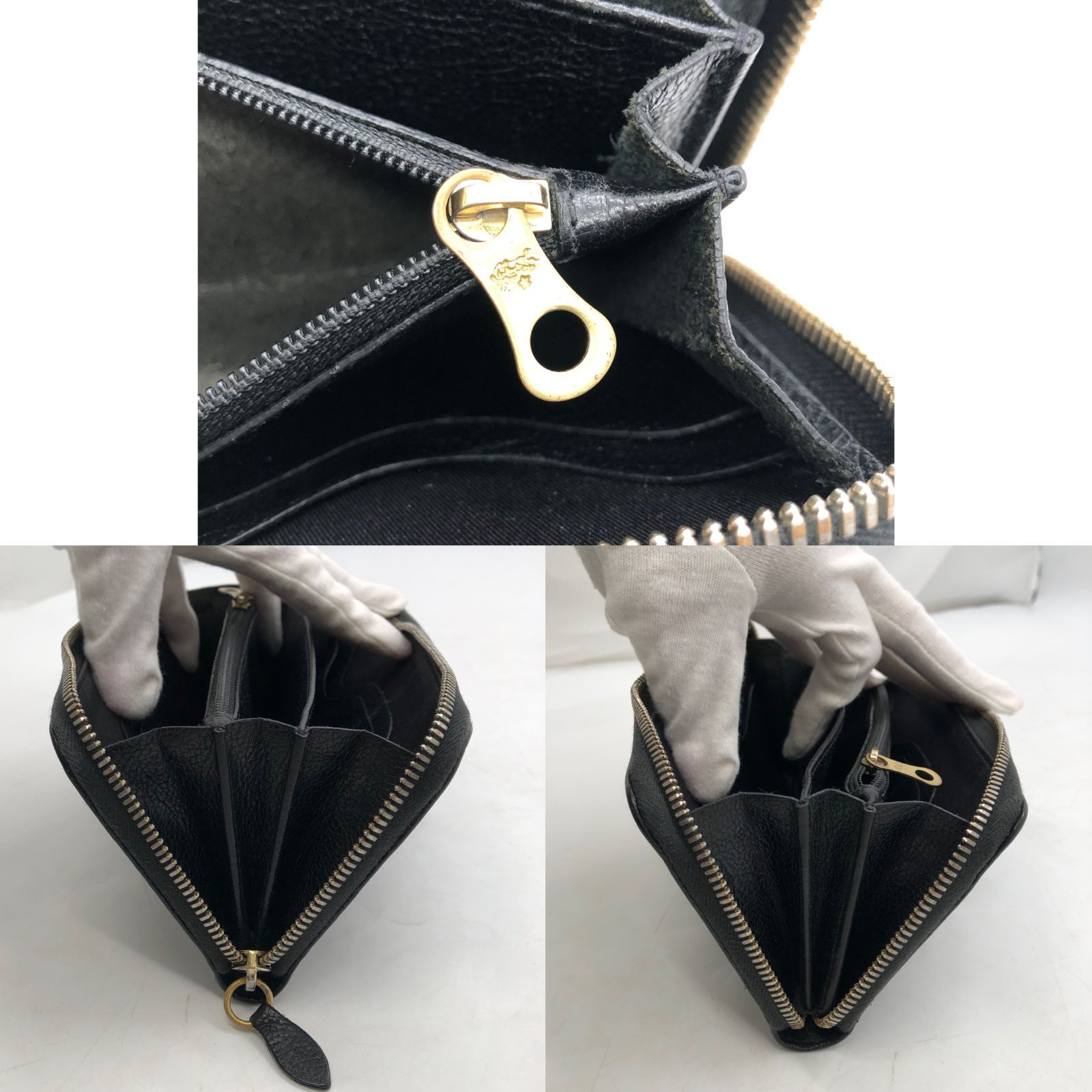 ◎S011 IL BISONTE イルビゾンテ ラウンドファスナー長財布 黒 