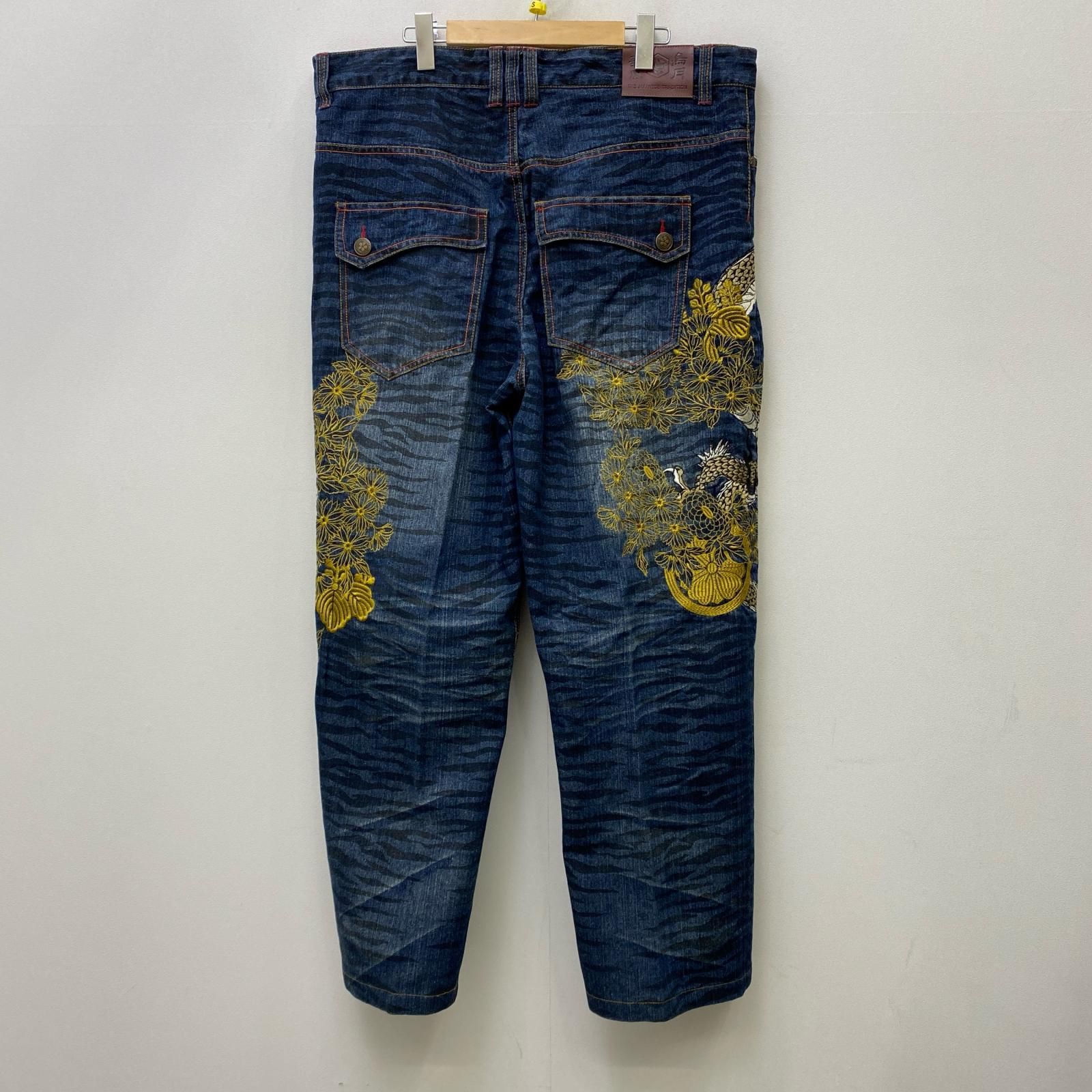 【加古川店】 中古 デニムパンツ 華鳥風月:龍虎 和柄デニムパンツ 332552 インディゴ サイズ：40 【107】 加古川店】 中古 デニムパンツ 華鳥風月:龍虎 和柄デニムパンツ 332552