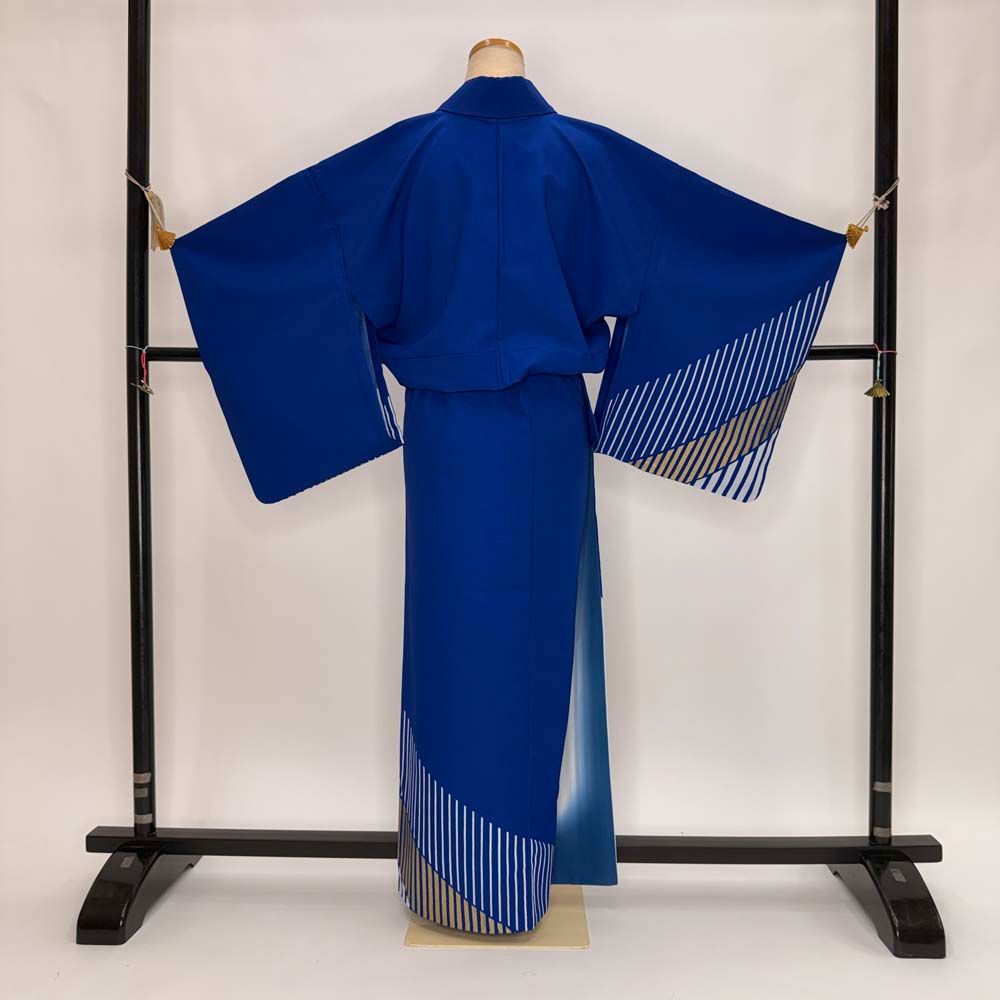 訪問着 付け下げ 単衣 洗える着物 礼装 ポリエステル 裄65.7cm 身丈159.2cm M サイズ 青  5351 訪問着 付け下げ 単衣 洗える着物 礼装 ポリエステル 裄64.2cm 身丈