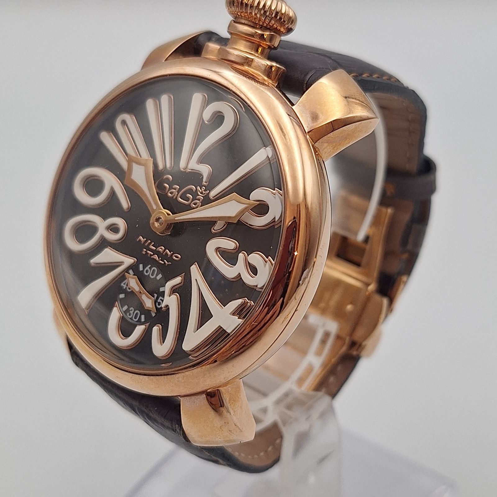 GAGA マヌアーレ 良品 GaGa MILANO マヌアーレ48 マルチカラー 手巻 裏スケ メンズ