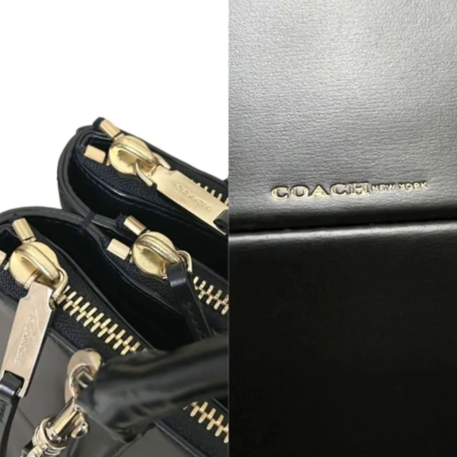 極美品 COACH レザー 2way ビジネスバッグ ダブルファスナー 斜め掛け COACH（コーチ） ハンドバッグ F55665 CARRYALL ペブル レザー