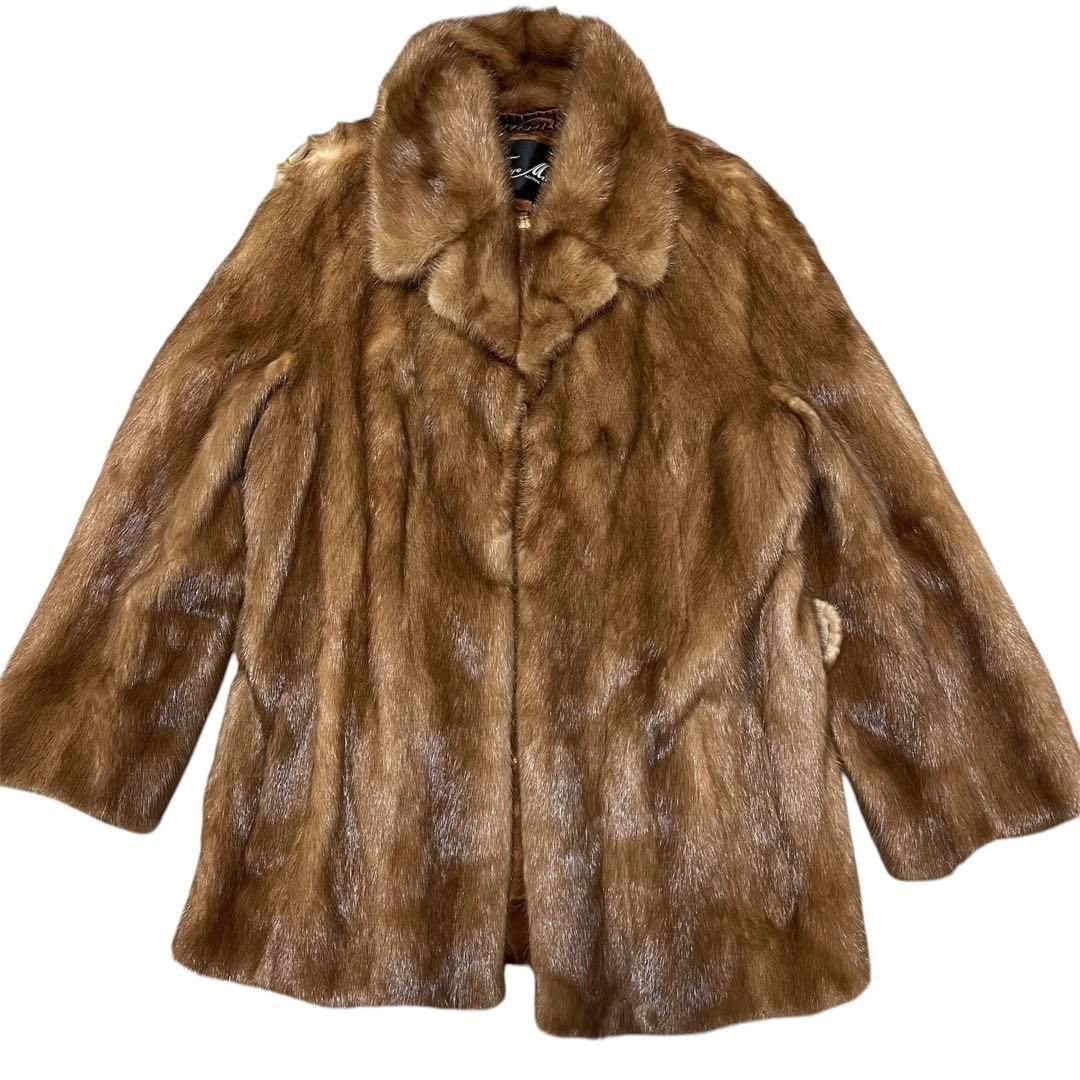 パステルミンク MINK ファーコート クロップド リアルファー 毛皮 模様◎ パステルミンク 毛皮 ファーコート レディース リアルファー ブラウン
