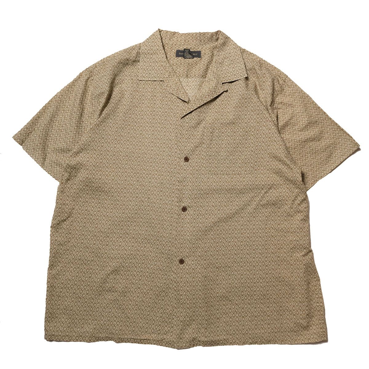90's 00's バナナリパブリック オープンカラー ボックスシャツ 茶 (XL