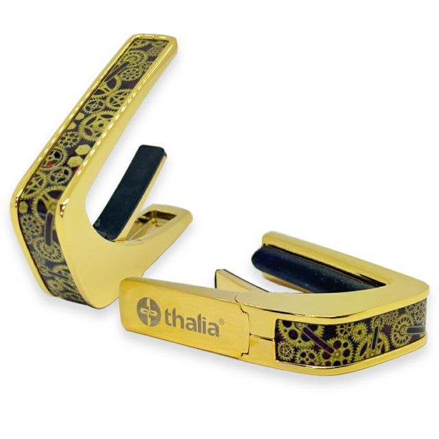 タリア カポ Thalia Capos DELUXE Series 24KG-GoldenGears / Golden Gears on Tiger Rye ギター 12インチフレットパッド付属