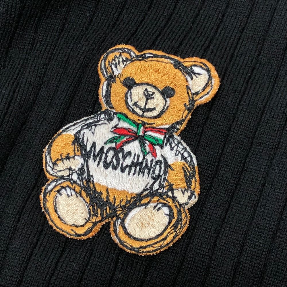 MOSCHINO モスキーノ カーディガン テディベア ワッペン コットン